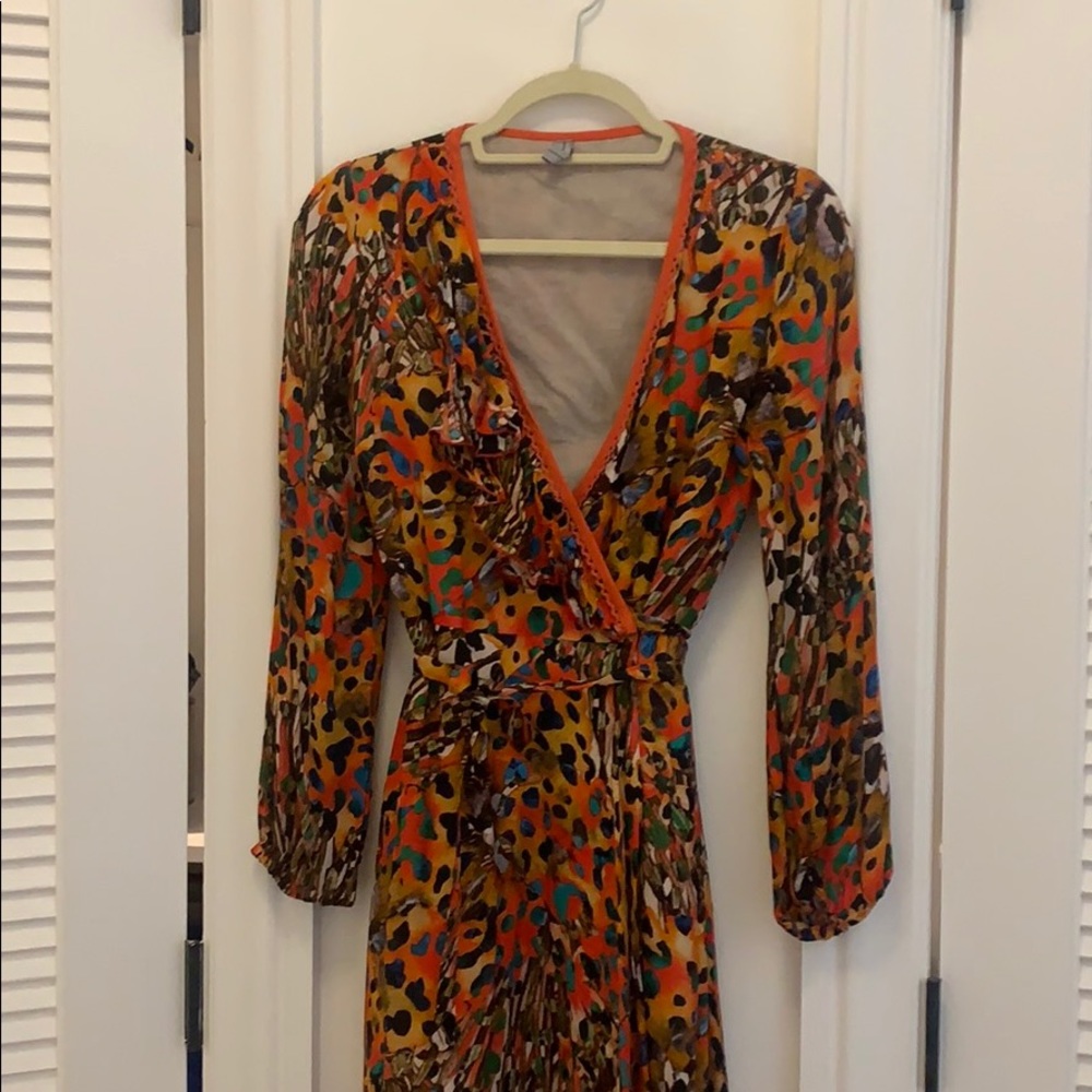 Midi Anthropologie patterned wrap dress